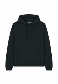 Felpa nera con cappuccio realizzata in un morbido tessuto testurizzato, dotata di tasca frontale, cappuccio con cordino e polsini e orlo a coste. Marchio visibile sull'etichetta.