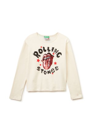 PRINT ON FRONT LOGO LABEL ON END LEFT SLEEVE - Maglietta a manica lunga - beige
