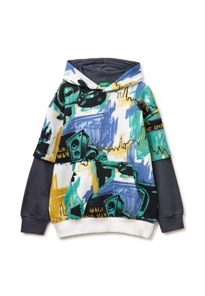 United Colors of Benetton OVERFIT WITH ALLOVER PATTERN AND DOUBLE CONTRASTING SLEEVES LOGO LABEL ON THE BOTTOM - Hoodie - multicolor