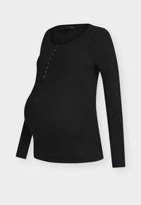 LONG-SLEEVE TOP WITH A SNAP-BUTTON PLACKET - Μπλούζα με μακριά μανίκια - black