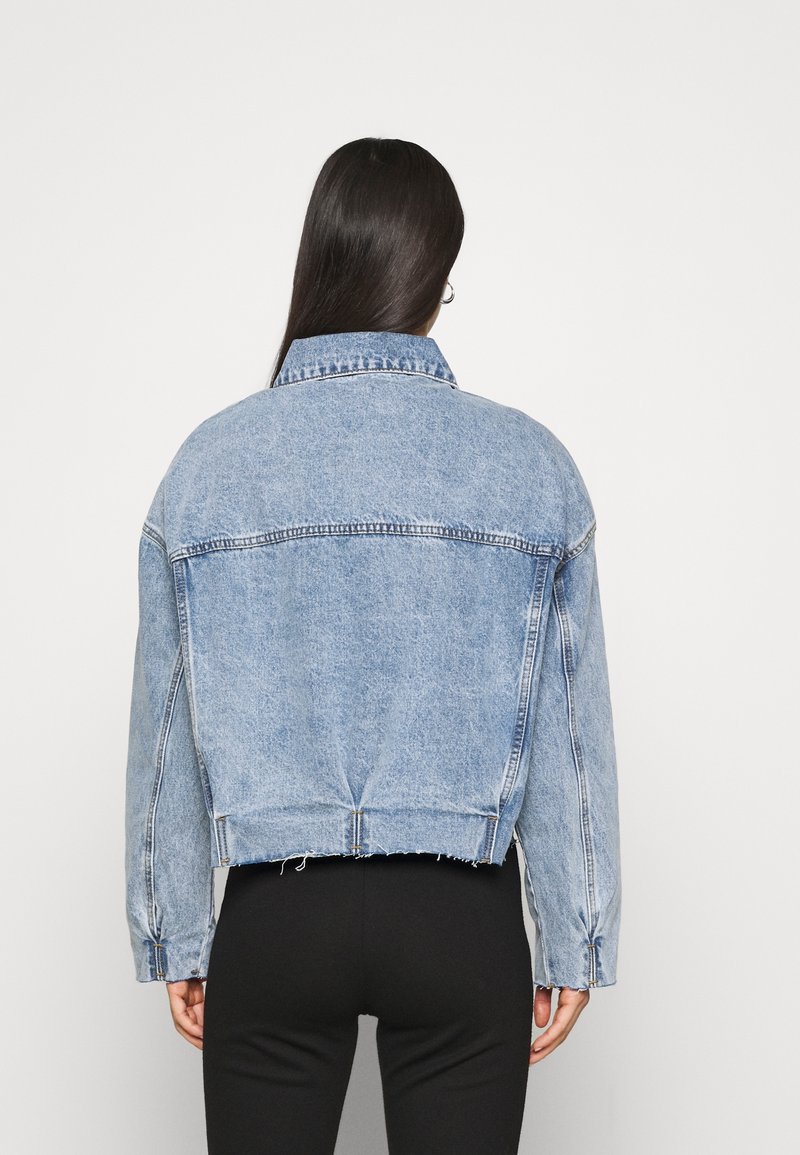 Veste En Jean Missguided Style Motard - Taille 6-10 - Bleu Denim - Neuf Sans étiquettes