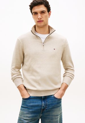 Tommy Hilfiger, QUARTER ZIP MOCK NECK JUMPER - Pullover - sandalwood heather