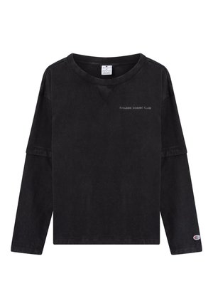 Czarna koszula z długim rękawem wykonana z bawełny, z okrągłym dekoltem, ściągaczami na mankietach i nadrukiem "RINGSIDE BOXING CLUB" w kolorze szarym na piersi. Klasyczny krój.