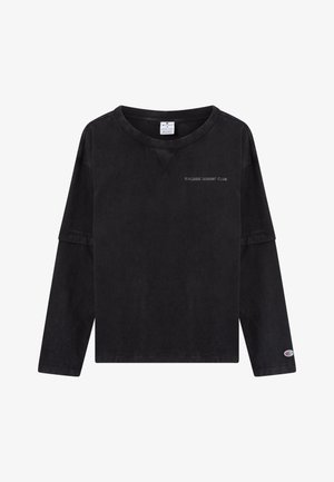 Czarna koszula z długim rękawem wykonana z bawełny, z okrągłym dekoltem, ściągaczami na mankietach i nadrukiem "RINGSIDE BOXING CLUB" w kolorze szarym na piersi. Klasyczny krój.