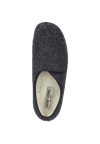 Gray felt slipper with a soft, cream-colored fleece lining. Features a wrap-around design and flexible sole, with a subtle logo tag inside.