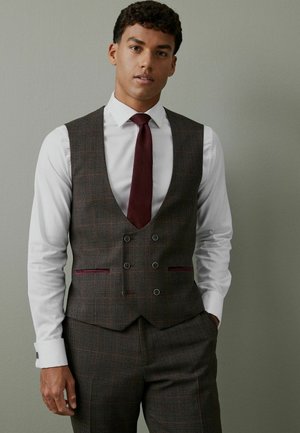 TRIMMED CHECK  - Vest - brown