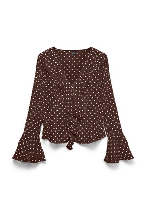 Vero Moda, VMWILLOW LS FRILL TOP WVN LCS - Blouse - chocolate martini