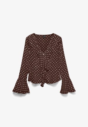 Vero Moda, VMWILLOW LS FRILL TOP WVN LCS - Bluse - chocolate martini