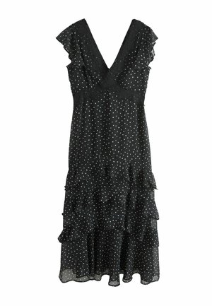 REGULAR FIT - TIERED OCCASION - Maxi šaty - black white spot