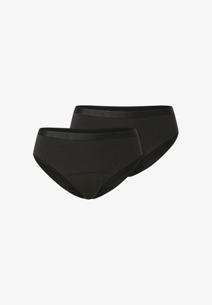 Ensemble de sous-vêtements briefs en coton noir, présentant une ceinture lisse et des détails de couture subtils ; texture douce et coupe standard.