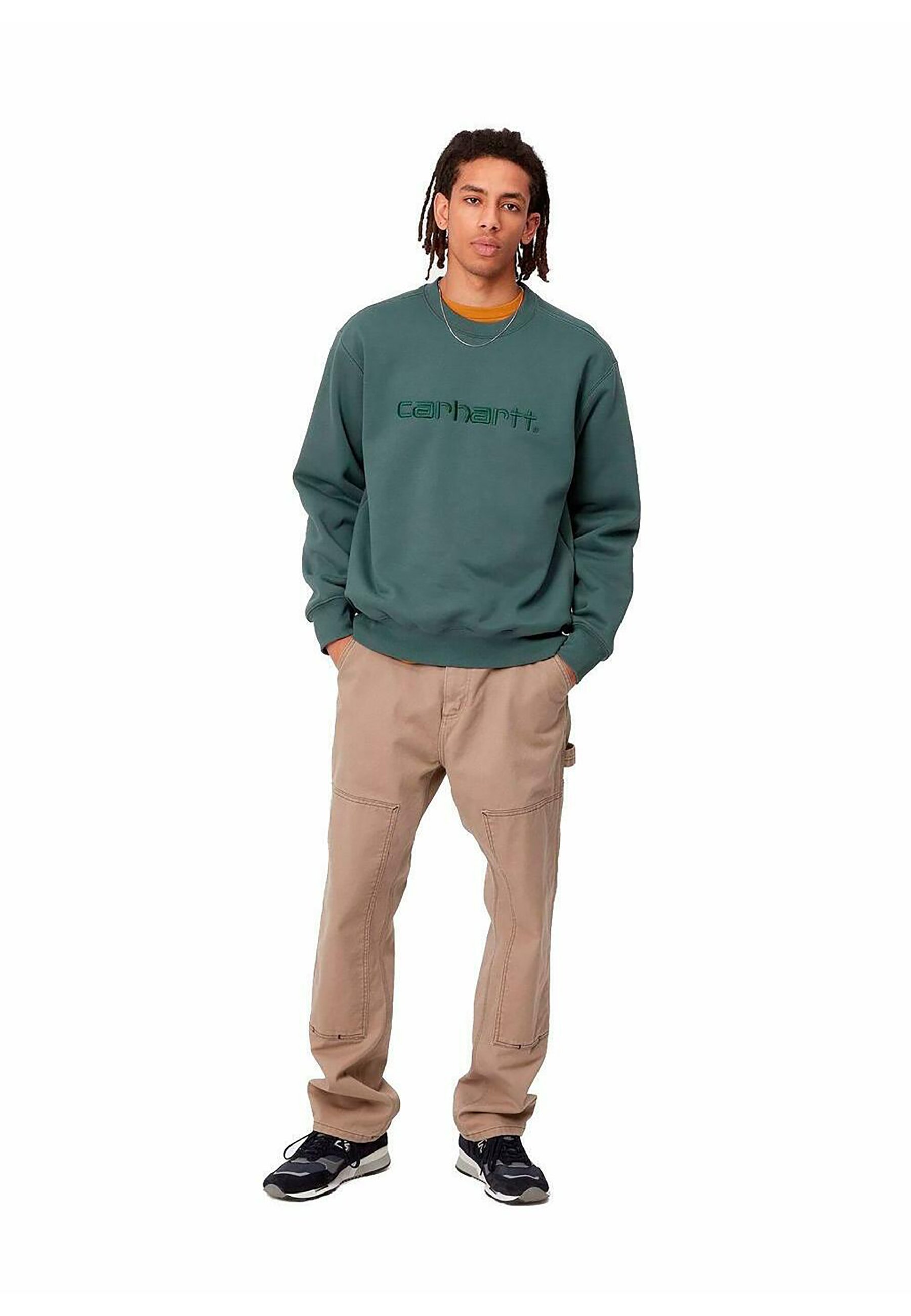 Sudadera outlet Carhartt Hooded University Sweat Bottle Green Wht | Atlas  Stoked