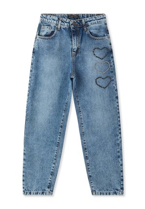 CON APPLICAZIONI CUORI - Jeans a sigaretta - blu denim medio