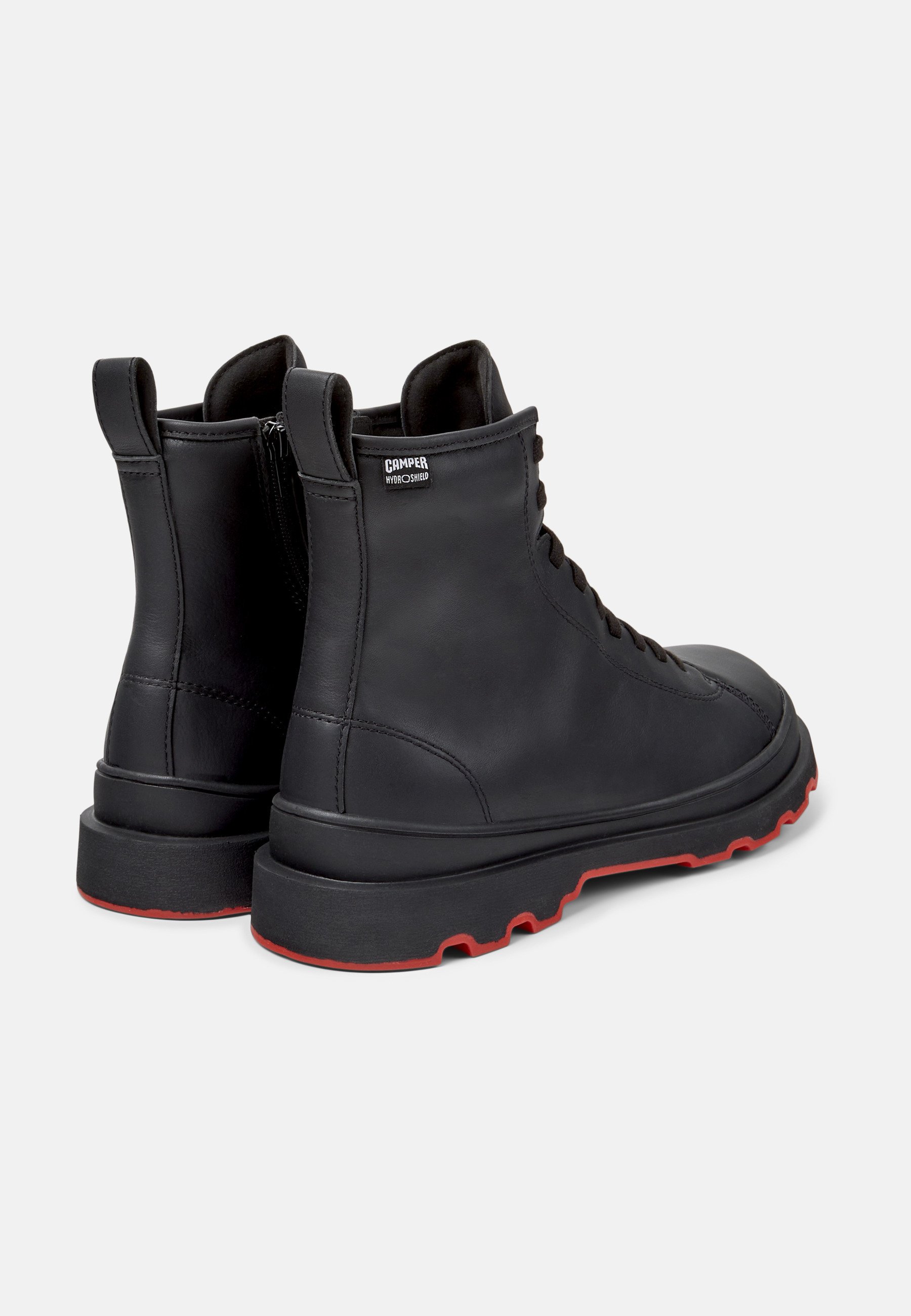 Camper Brutus Stivali Bambino Rosso - Scarponcini In Pelle Pieno Fiore Con Suola Gomma
