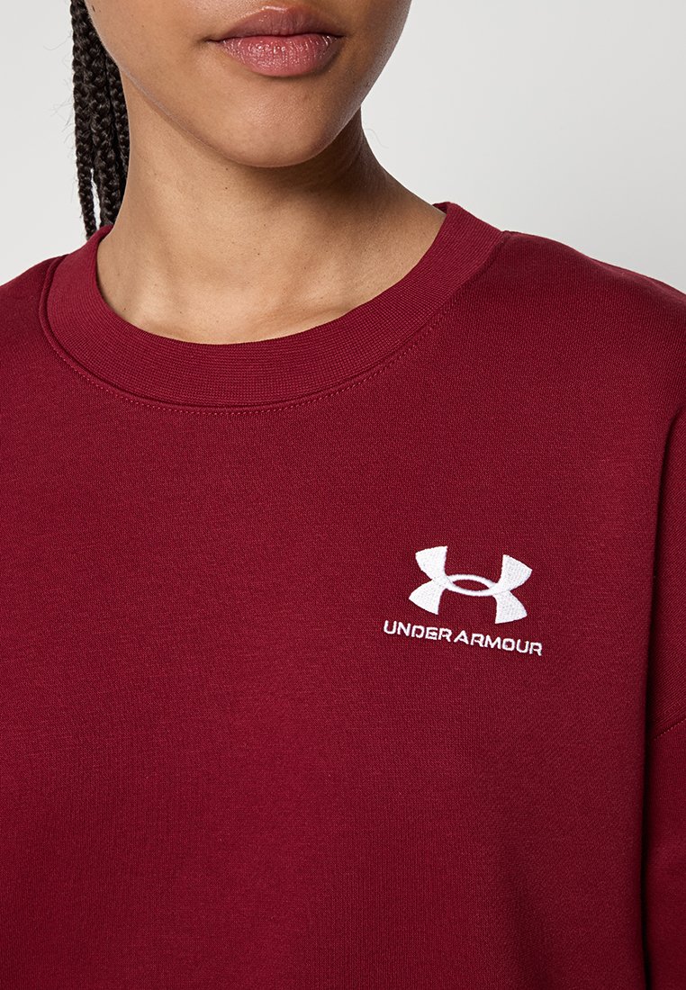 Bordeauxfarbenes Sweatshirt aus Baumwollmischung mit Rundhalsausschnitt, gerippten Bündchen und einem weißen gestickten Under Armour-Logo auf der Brust.