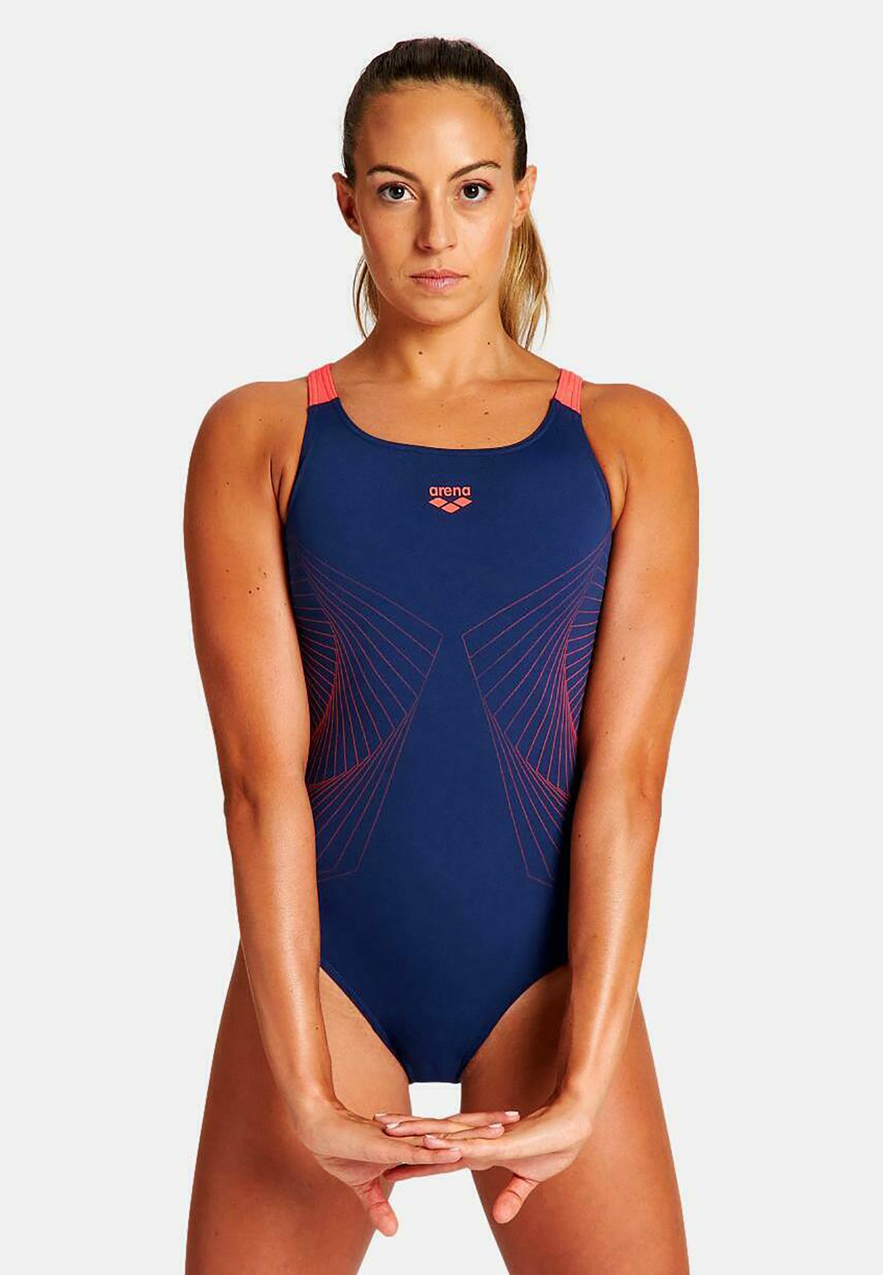 Arena SPIRAL VISION SWIM PRO BACK ONE PIECE - Badpak - navy fluo red/blauw  - Zalando.nl