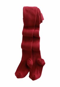 Rippenrote Strumpfhosen aus weichem Material, mit Fußdesign und enger Passform, die sich gut zum Schichten und für Wärme eignen.