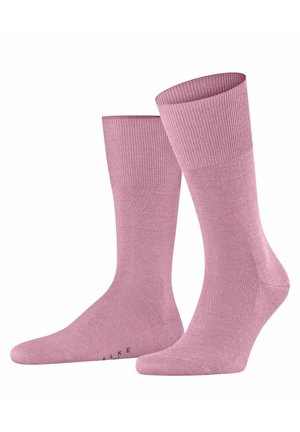 Rosa Baumwollsocken mit gerippten Bündchen, glatter Textur und verstärktem Zehenbereich. Features ein dezentes Logo an der Unterseite.