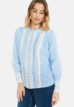 DETAILED STRIPED - Blúzka so zapínaním na gombíky - blue pastel