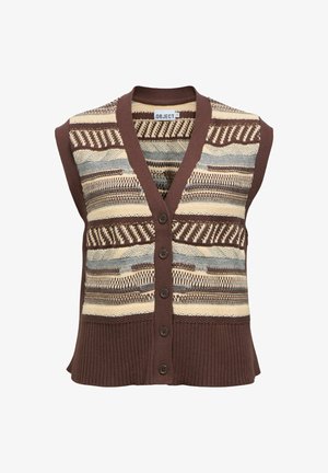 Object, KNITTED VEST V-NECK - Veste sans manches - seal brown