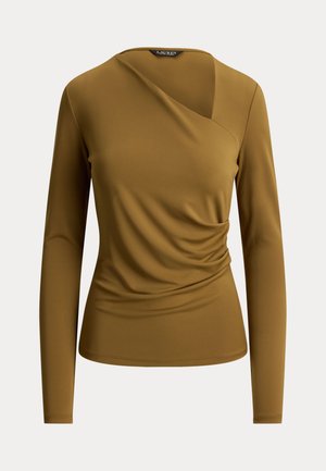 Lauren Ralph Lauren, JERSEY ASYMMETRICAL LONG-SLEEVE TOP - Μπλούζα με μακριά μανίκια - tobacco bronze