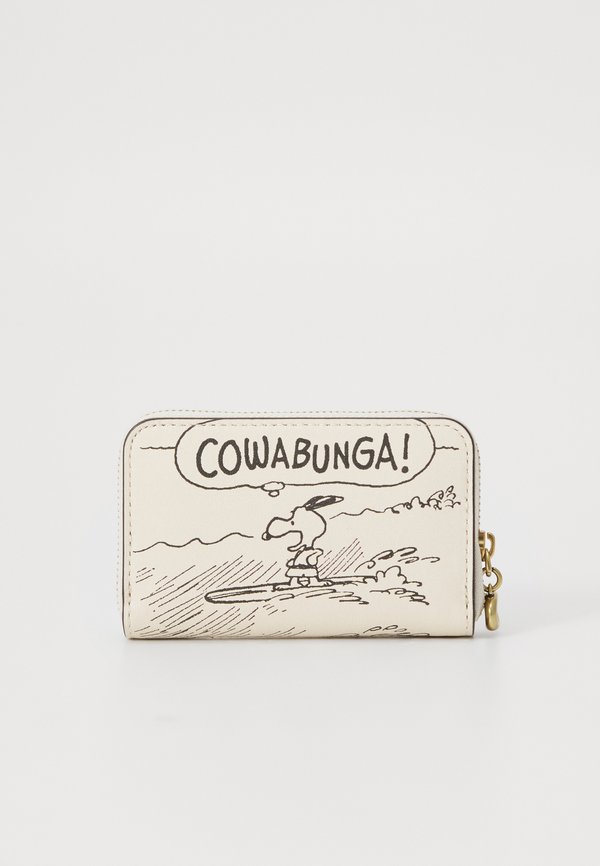 PEANUTS NEWSPAPER PRINT SMALL ZIP AROUND CARD CASE - Wallet - chalk