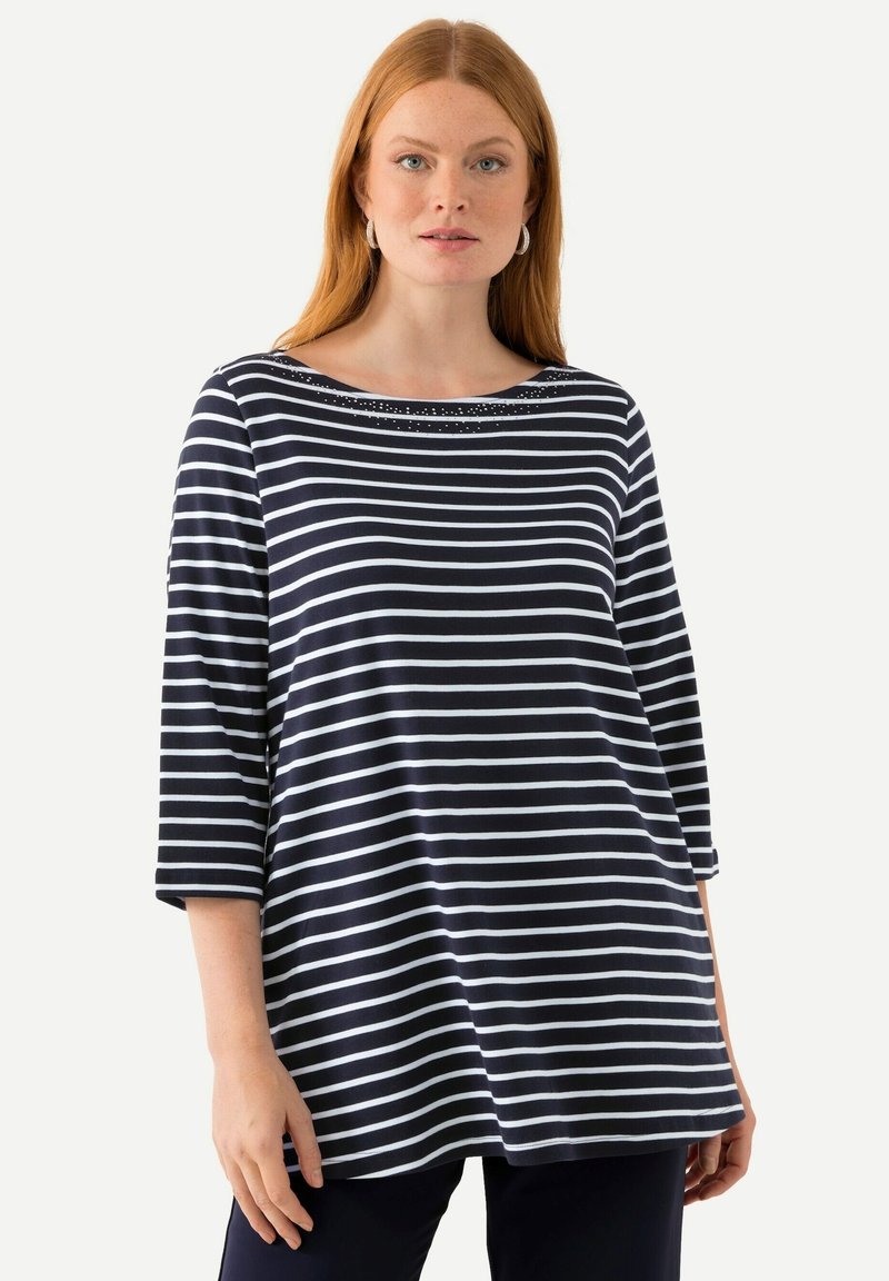Ulla Popken RAYÉ EN PIMA ENCOLURE BATEAU ET MANCHES - Longsleeve - black