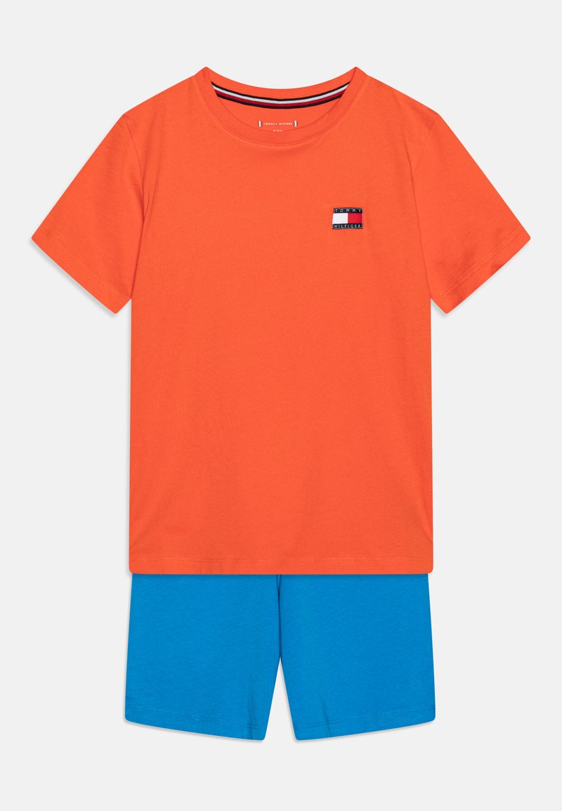 Tommy Hilfiger SHORT SET Pyjama shocking blue/deep orange/rood