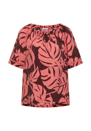 Cecil, CARMEN-BLUSE MIT KURZARM UND BLÄTTERPRINT - Blouse - coral