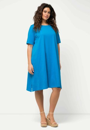 Ulla Popken A-LIJN RONDE HALS KORTE MOUWEN ZAKKEN - Trikoomekko - sapphire blue