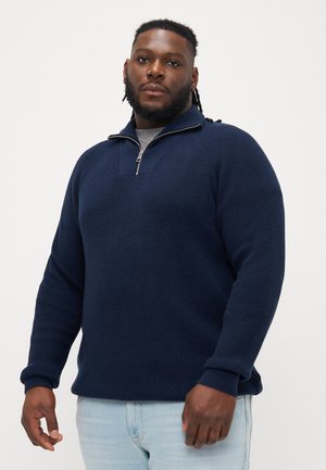 FISHERMAN ZIP MOCK - Maglione - dark night navy