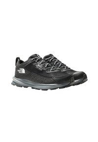 Chaussures de randonnée noires avec tige en mesh et synthétique, lacets réfléchissants et semelle extérieure en caoutchouc durable. Caractérisées par une boucle au talon pour faciliter l'enfilage.