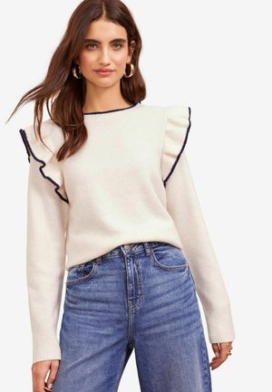 PETITE FIT - RUFFLE SLEEVE  - Svetrík - cream