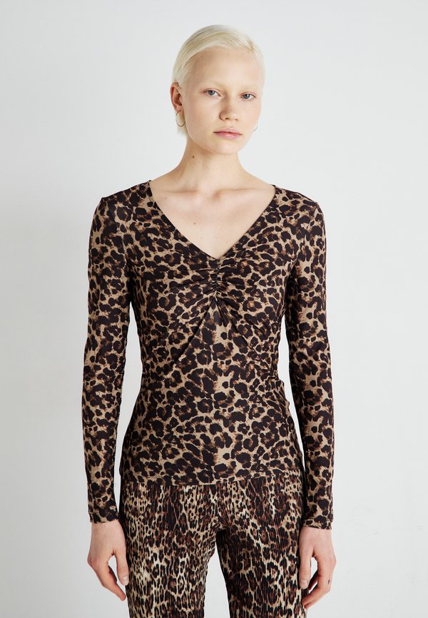 VILEOA VNECK - Long sleeved top - taupe