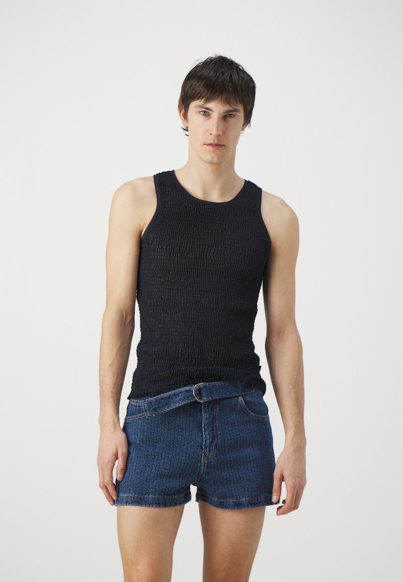 DAVID CATALAN SMOCKED SINGLET - Topper - navy blue