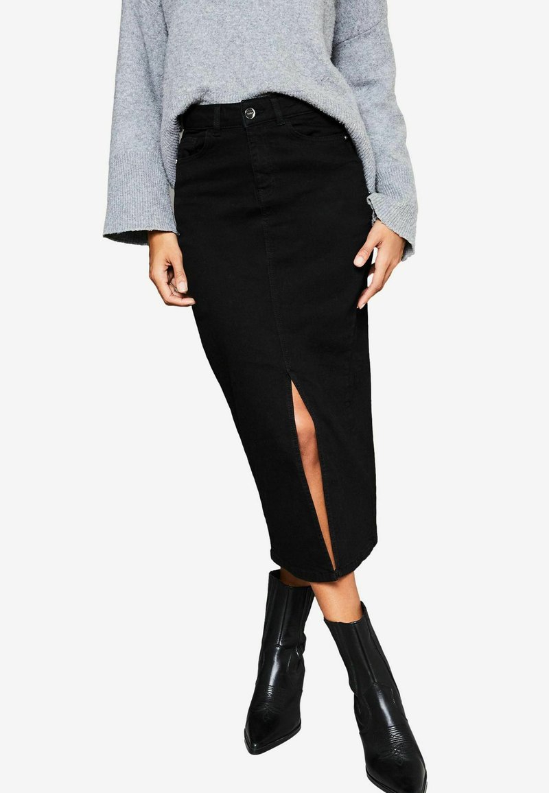 Lipsy HIGH RISE SPLIT FRONT PETITE - Falda de tubo - black