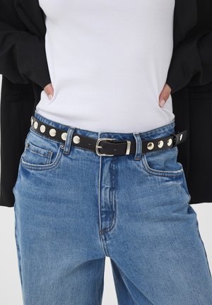 Kaffe, KAAMELIA BELT - Opasok - black w silver studs buckle