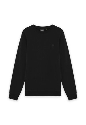 Felpa nera a maniche lunghe con scollo rotondo, piccolo logo di farfalla ricamato sul petto a sinistra, polsini e orlo a coste.