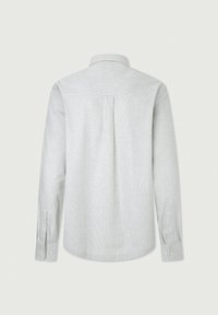 Camicia button-up grigio chiaro con un sottile motivo a quadri, maniche lunghe e una piega sul retro per maggiore comfort. Colletto standard e polsini con bottone.