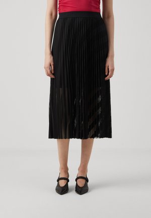 DIAGONAL PLEATED SKIRT - Pleated skirt - black