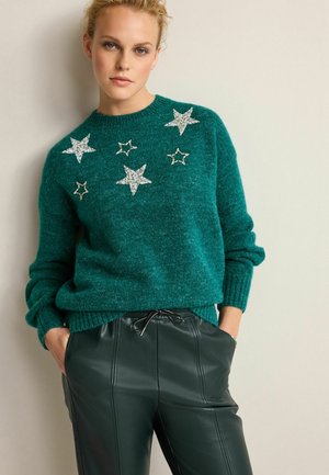 STAR EMBELLISHED CREW NECK - Jumper - teal blue