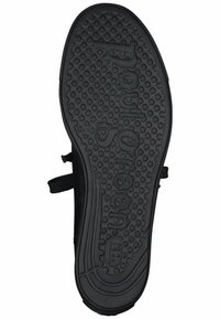 Semelle en caoutchouc noir avec un motif de grip texturé, arborant le nom de la marque "Paul Green" en relief et deux sangles latérales pour un soutien supplémentaire.