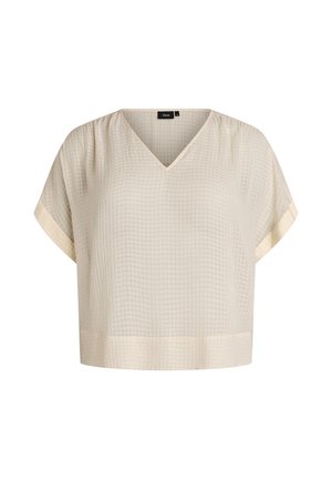 Zizzi, BLUSE AUS SEERSUCKER MIT V-AUSSCHNITT - Μπλούζα - beige