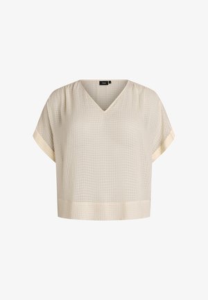 Zizzi, BLUSE AUS SEERSUCKER MIT V-AUSSCHNITT - Μπλούζα - beige