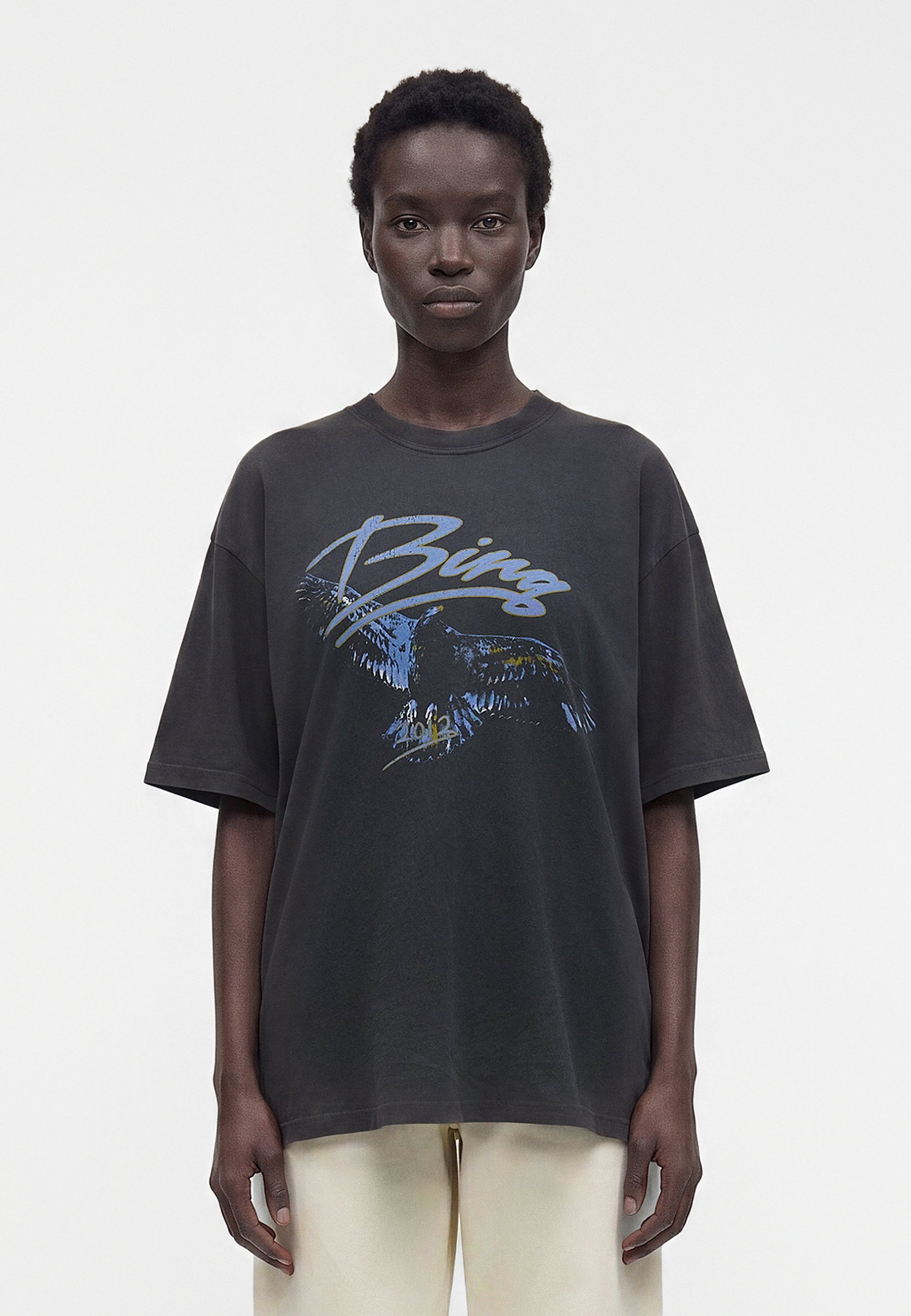 ANINE BING KENT TEE EAGLE - Print T-shirt - washed black/multi