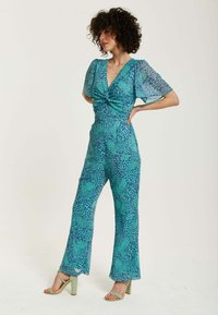 Liquorish ANIMAL PRINT KNOT FRONT  - Jumpsuit - blue
