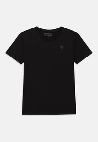 Μαύρο κοντομάνικο T-shirt με στρογγυλή λαιμόκοψη και διακριτικό τριγωνικό λογότυπο στο αριστερό στήθος.