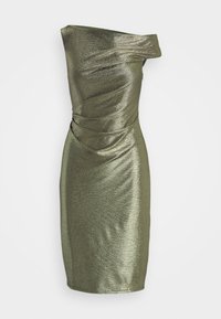METALLIC ONE SHOULDER COCKTAIL DRESS - Jersey dress - olive grove/gold foil