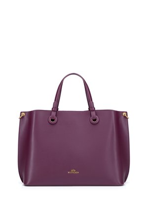 Paarse leren totebag met twee handvatten en gouden metalen accenten, met de merknaam Wittchen in kleine gouden letters aan de voorkant.