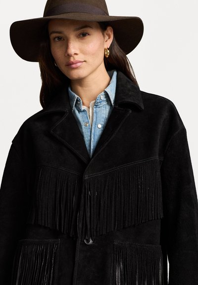 Polo Ralph Lauren FRINGE SUEDE WESTERN JACKET - Leather jacket - black