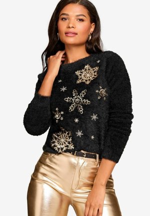 Lipsy CHRISTMAS SLOGAN  - REGULAR FIT - Jumper - black snowflake